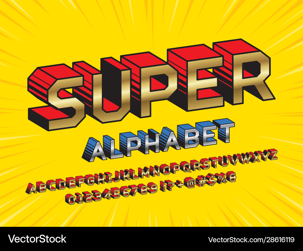 Superhero Comic Font - Bold & Colorful Vector Image