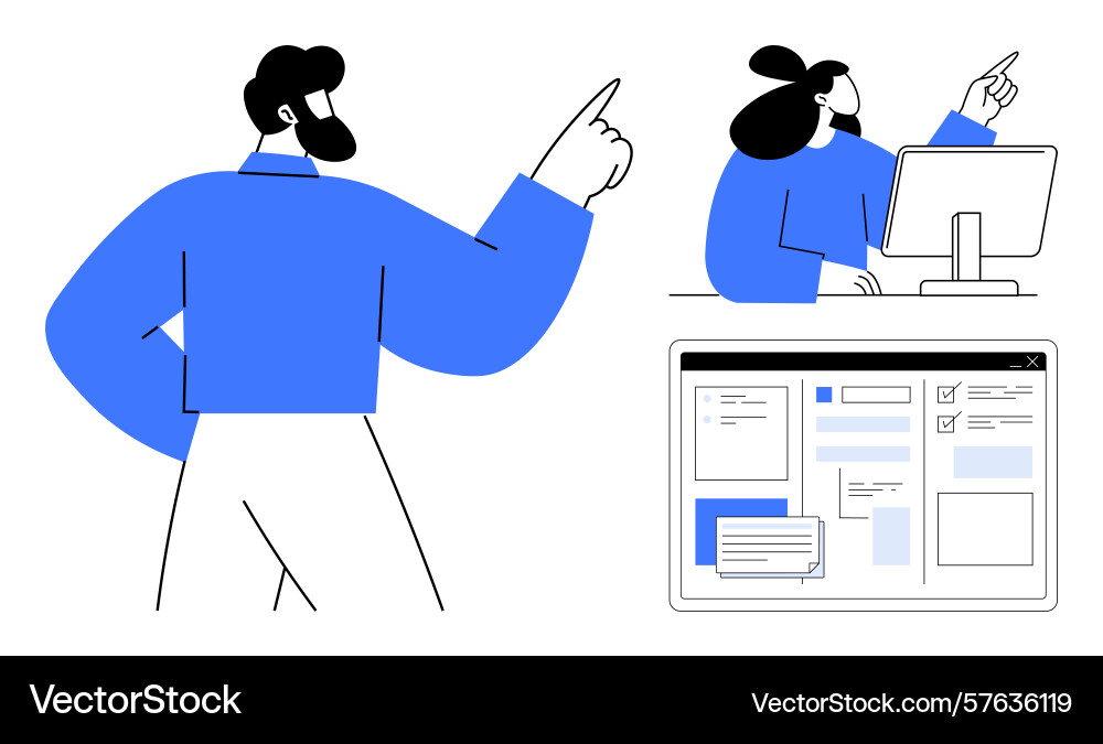 Team collaboration and idea sharing with computer Vector Image