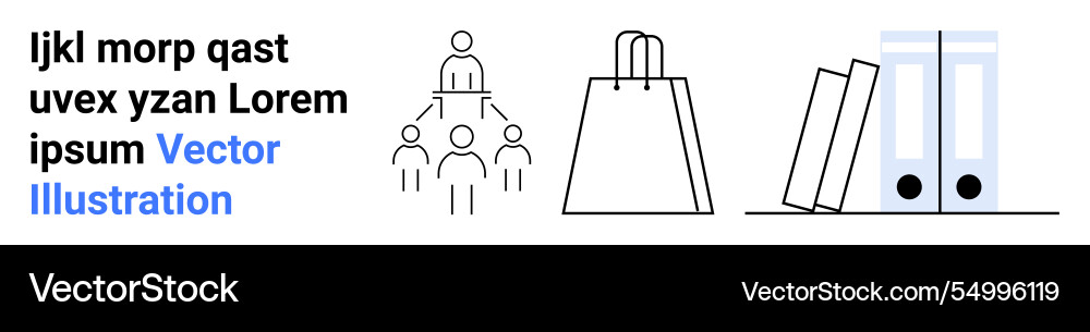 Team hierarchy chart shopping bag and file Team hierarchy chart shopping bag and file vector image