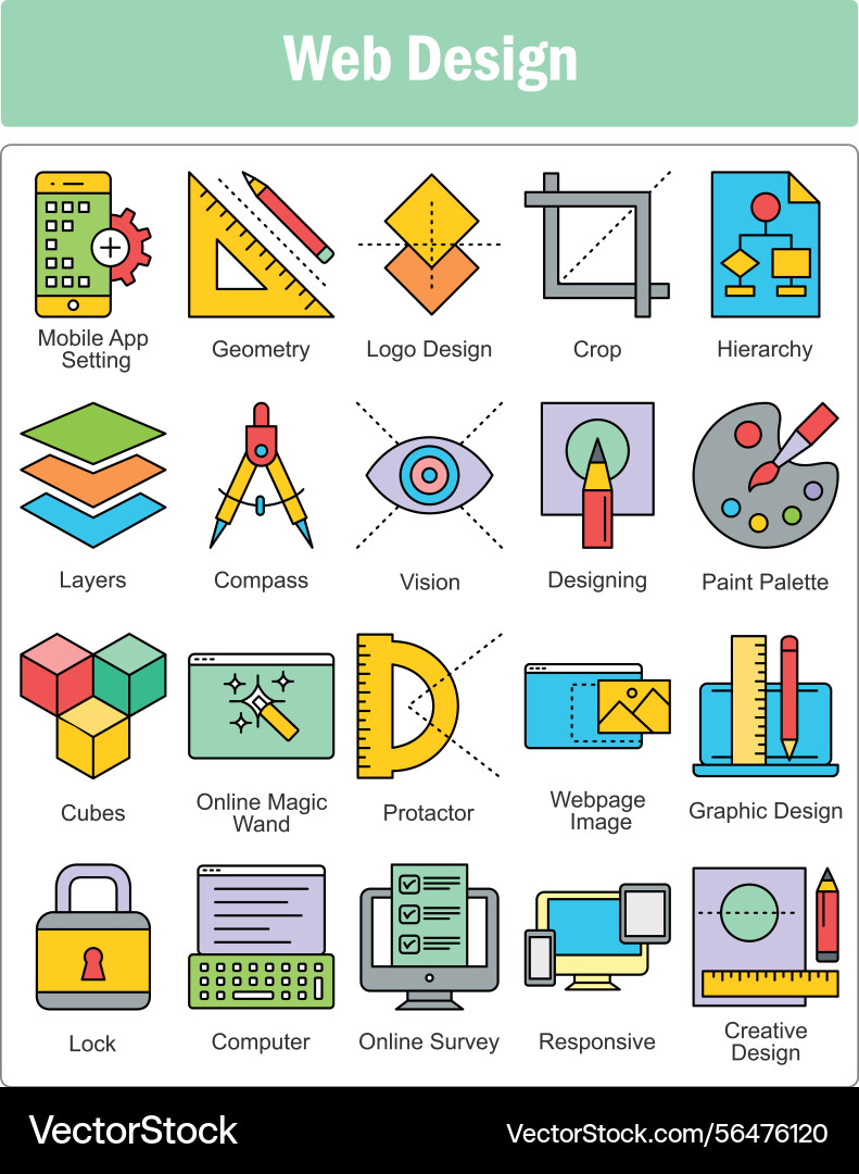A set of 20 web design icons as mobile app Vector Image