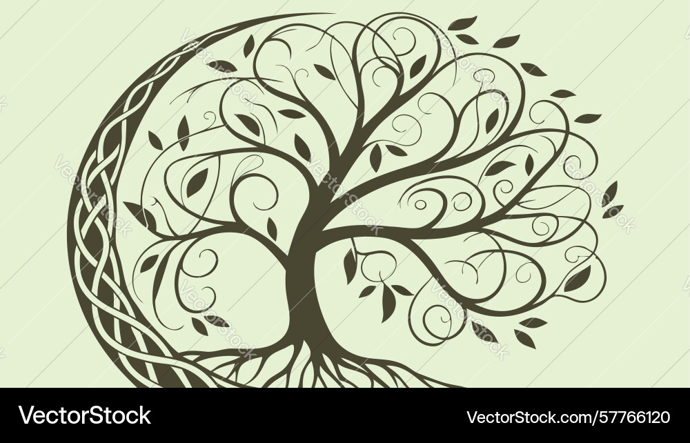 Artistic tree of life with intricate root system Vector Image