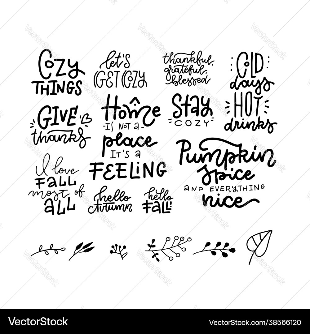 Autumn Hand Lettering Fall Quotes Vector Image
