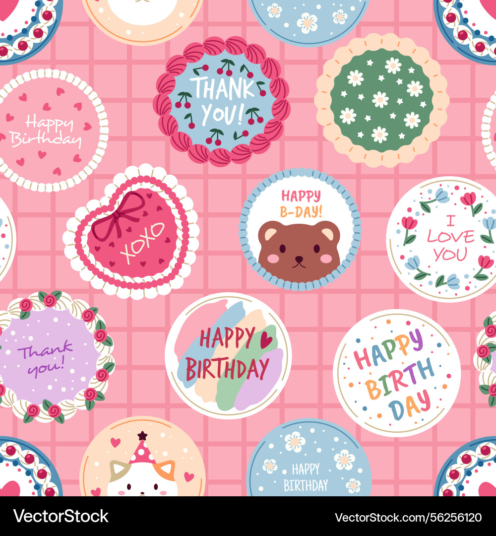 Bento cakes seamless pattern repeated cute asian Bento cakes seamless pattern repeated cute asian vector image