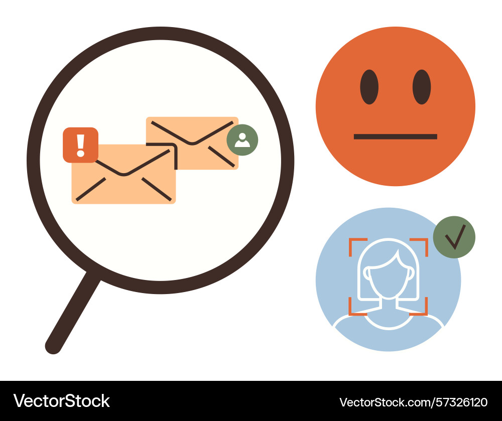 Email monitoring and identity verification Email monitoring and identity verification vector image
