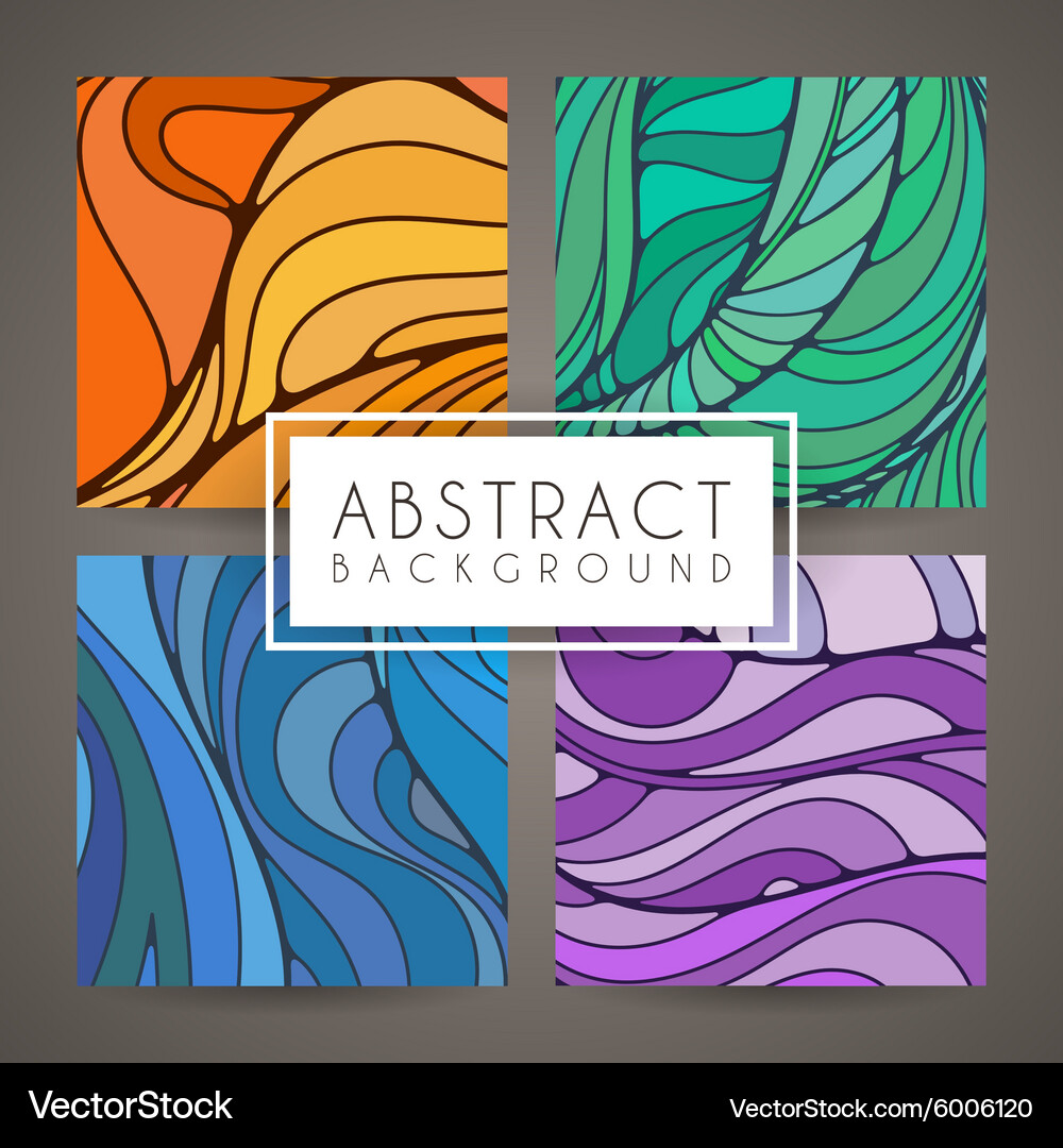 Set of four colorful intricate patterns Vector Image