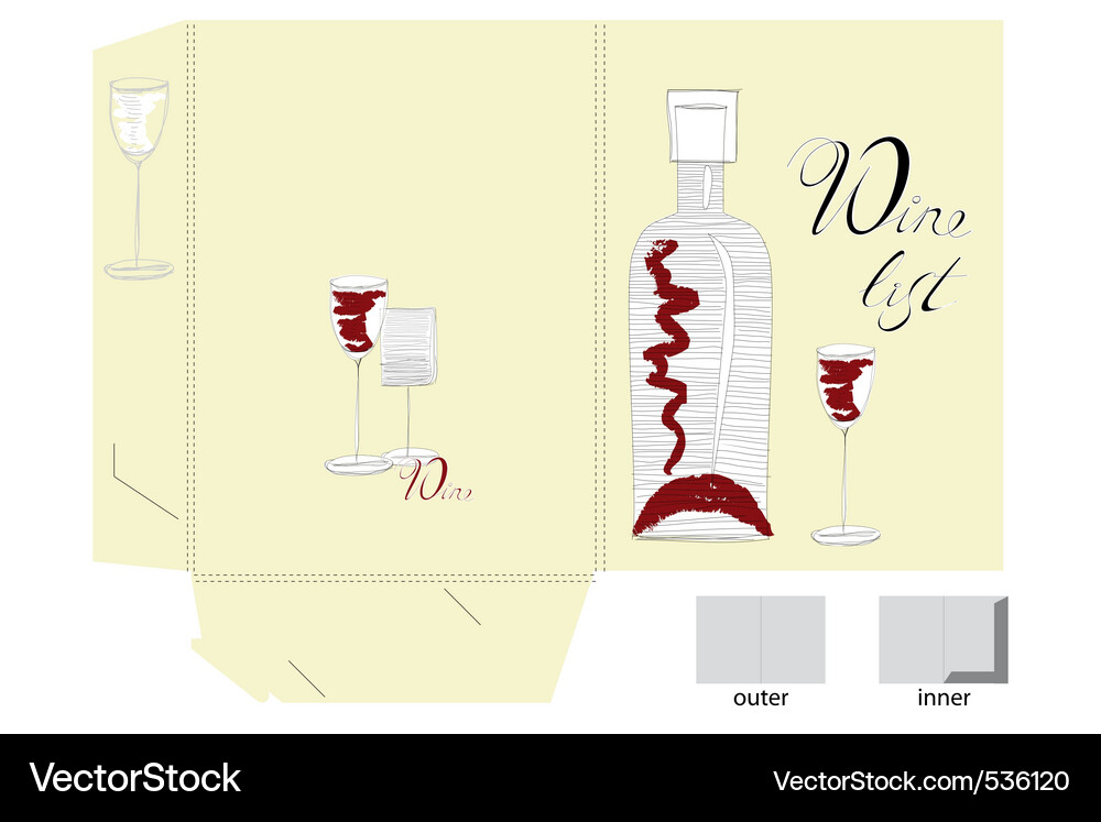 Template for folder design with wine glass and bot Vector Image