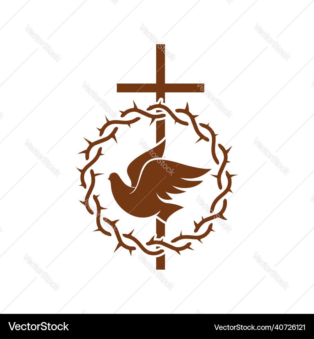Christianity religion icon with dove cross Christianity religion icon with dove cross vector image