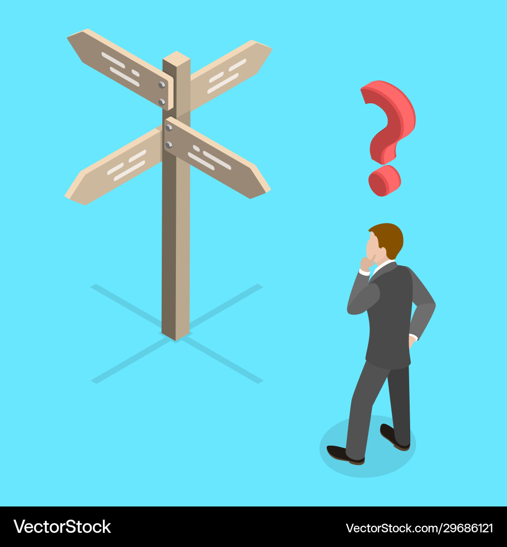 Crossroad Decision - Finding the Right Path Vector Image