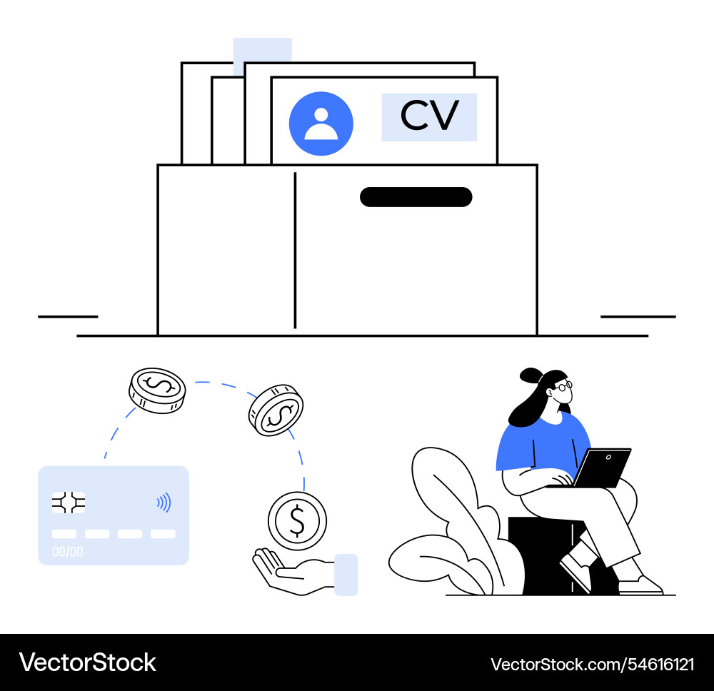 Digital job application process with file Digital job application process with file Vector Image