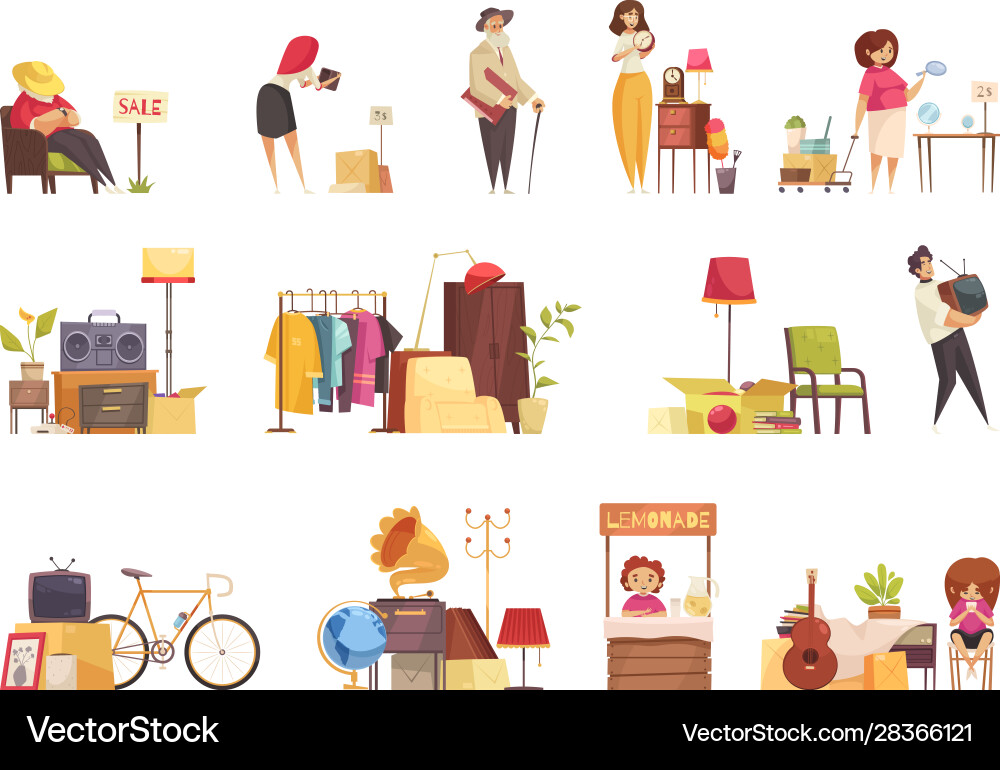 Garage sale set Royalty Free Vector Image - VectorStock