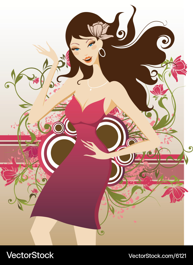 Glamorous Floral Model Vector Image