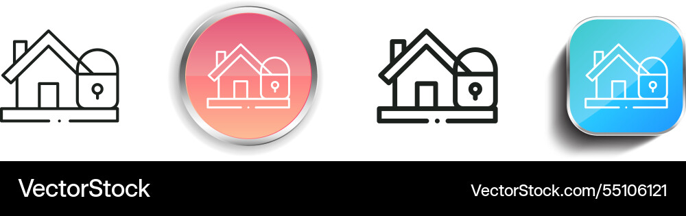 House lock icon thin linear regular and button vector image