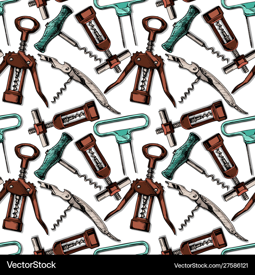 Seamless pattern with different corkscrews Seamless pattern with different corkscrews vector image