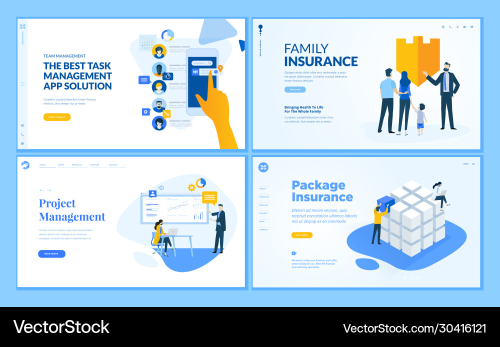 Set flat design web page templates Vector Image