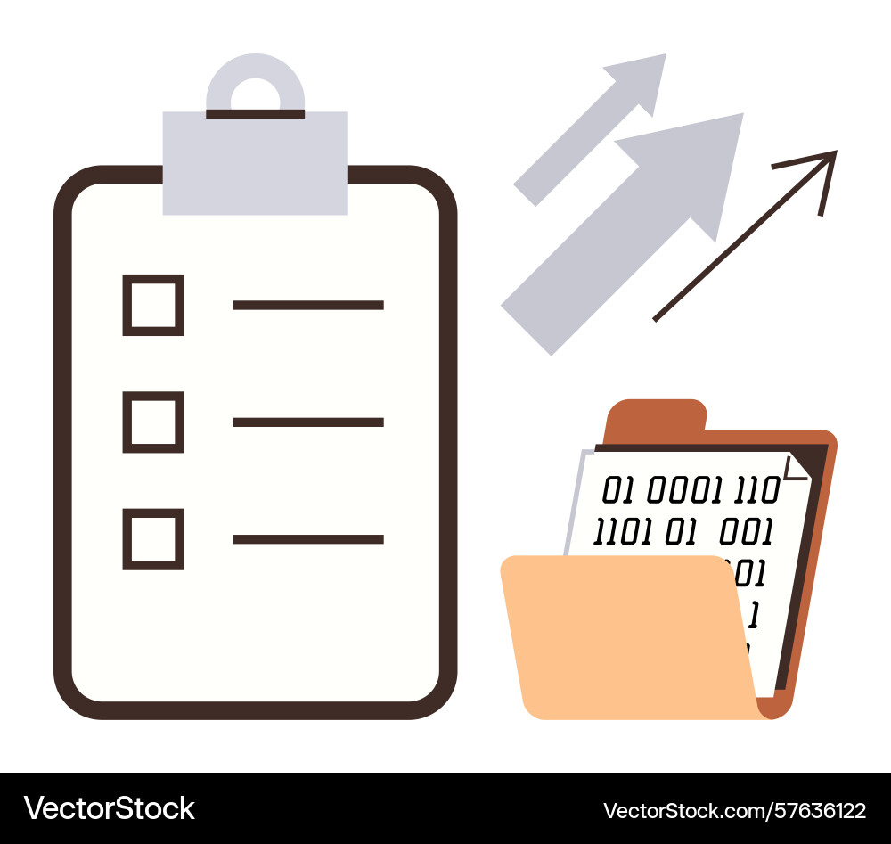 Clipboard with checklist binary data file vector image