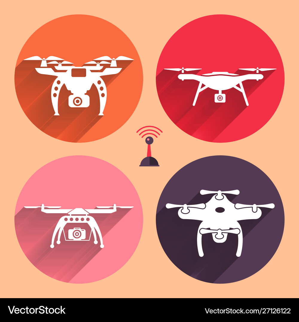 Drones set flat design element drone Vector Image