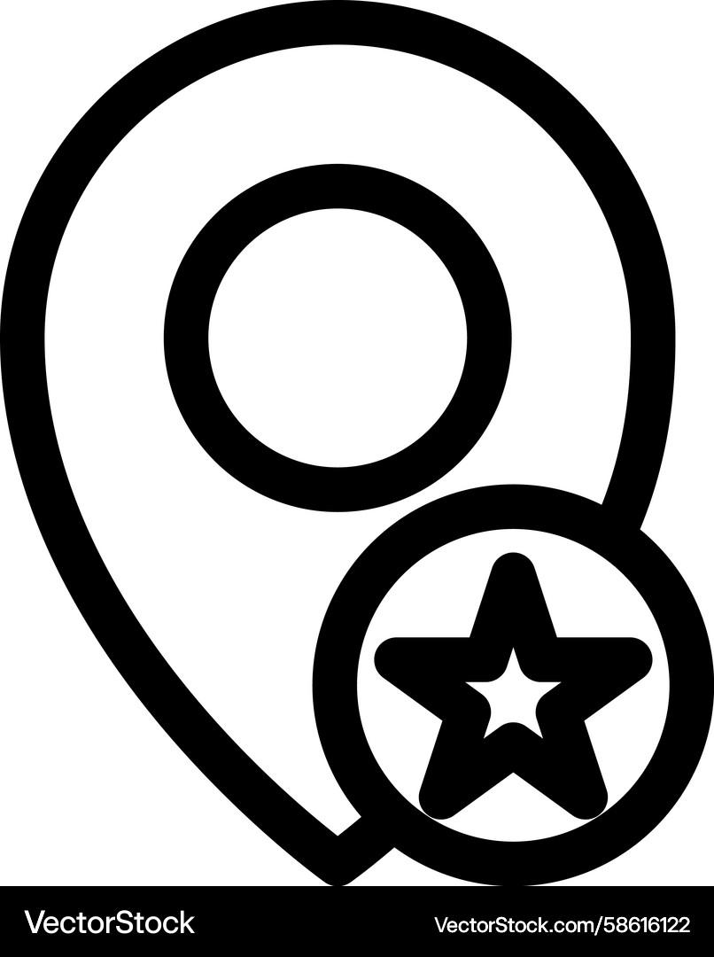 Favorite location icon star on map pointer symbol Vector Image
