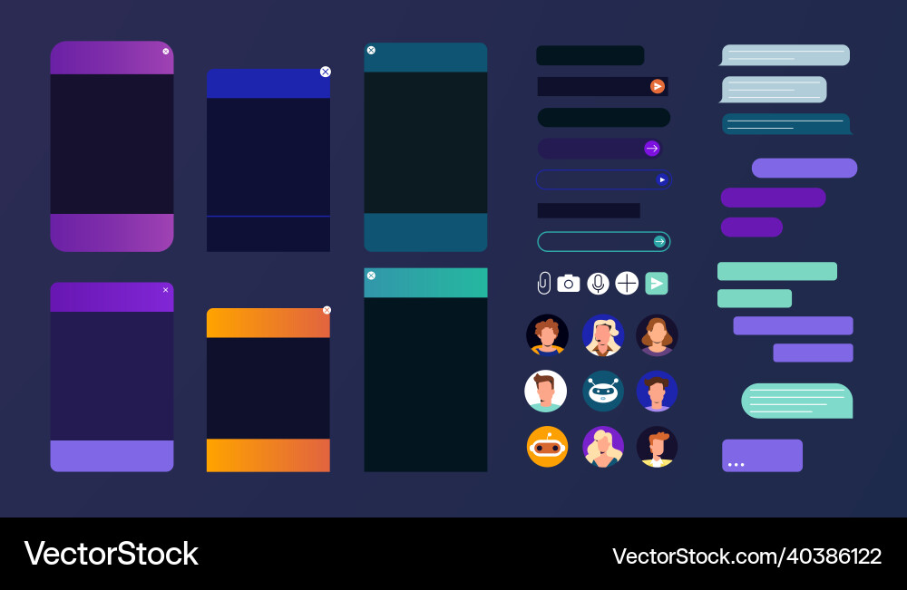 Flat chat bot windows with user avatar message Flat chat bot windows with user avatar message vector image