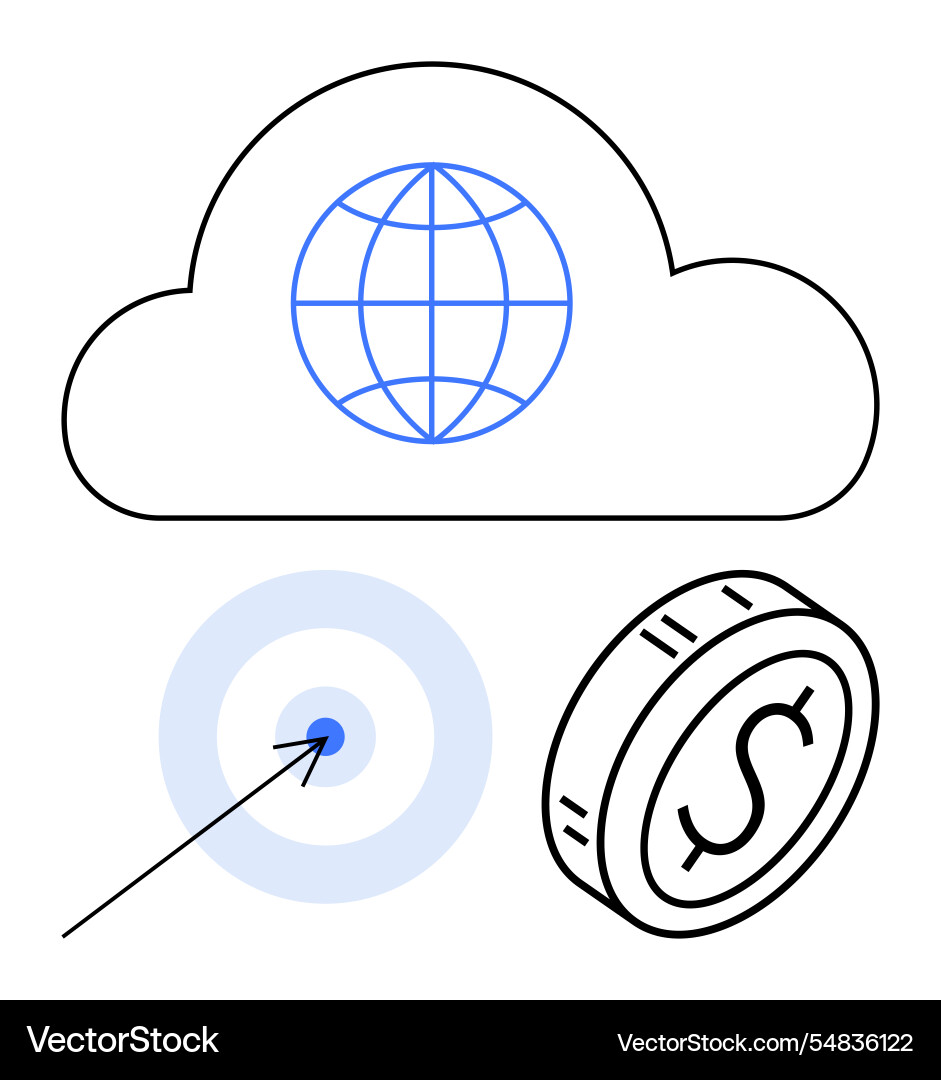 Global cloud connection with target symbol Global cloud connection with target symbol vector image