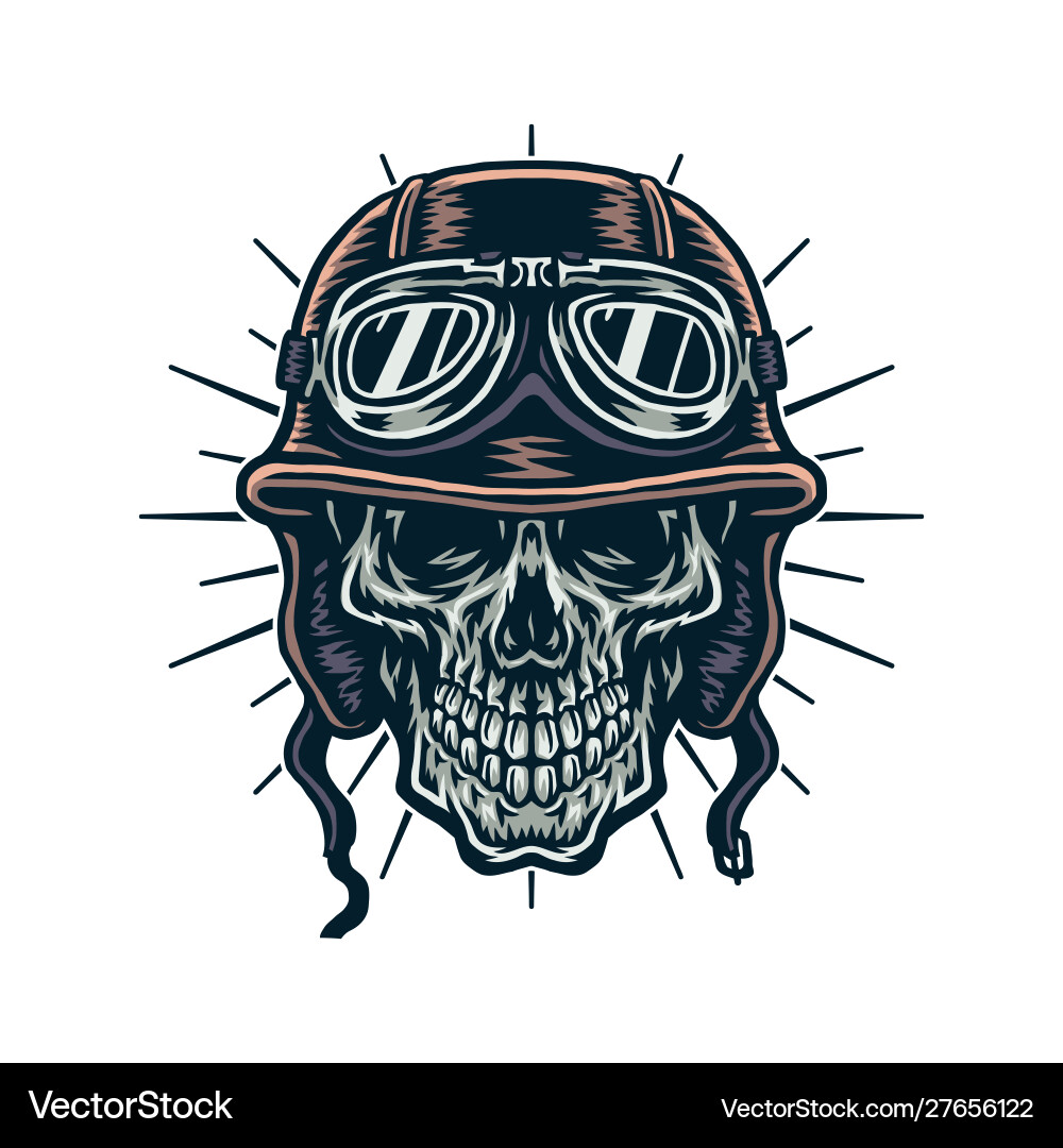 Skull wearing a vintage helmet Vector Image