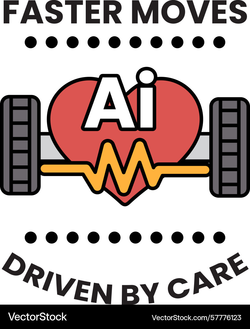A heart with tire on it that says faster moves A heart with tire on it that says faster moves Vector Image