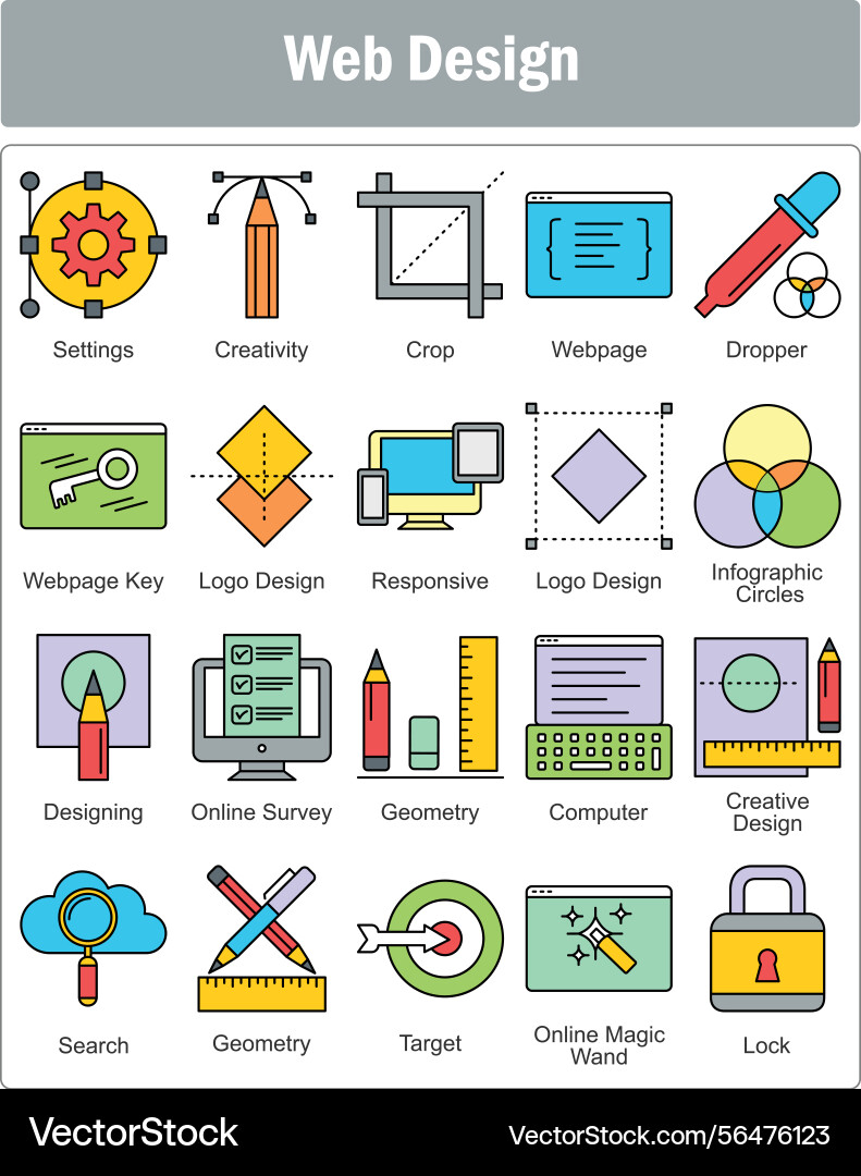 A set of 20 web design icons as settings Vector Image