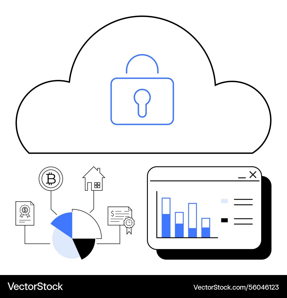 Cloud security for financial data with blockchain Cloud security for financial data with blockchain vector image