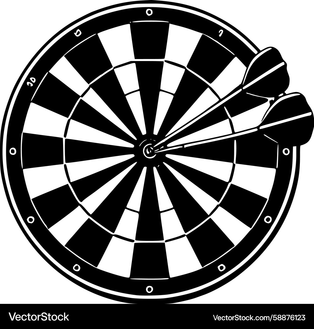 Dartboard with Two Darts in Play Vector Image