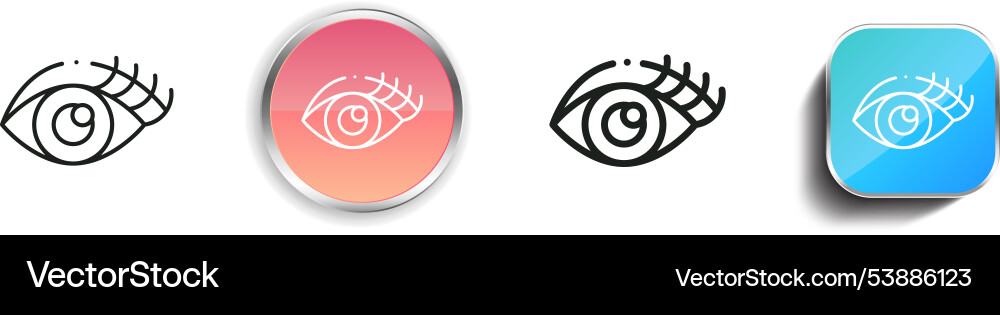 Eye icon thin linear regular and button style Eye icon thin linear regular and button style vector image