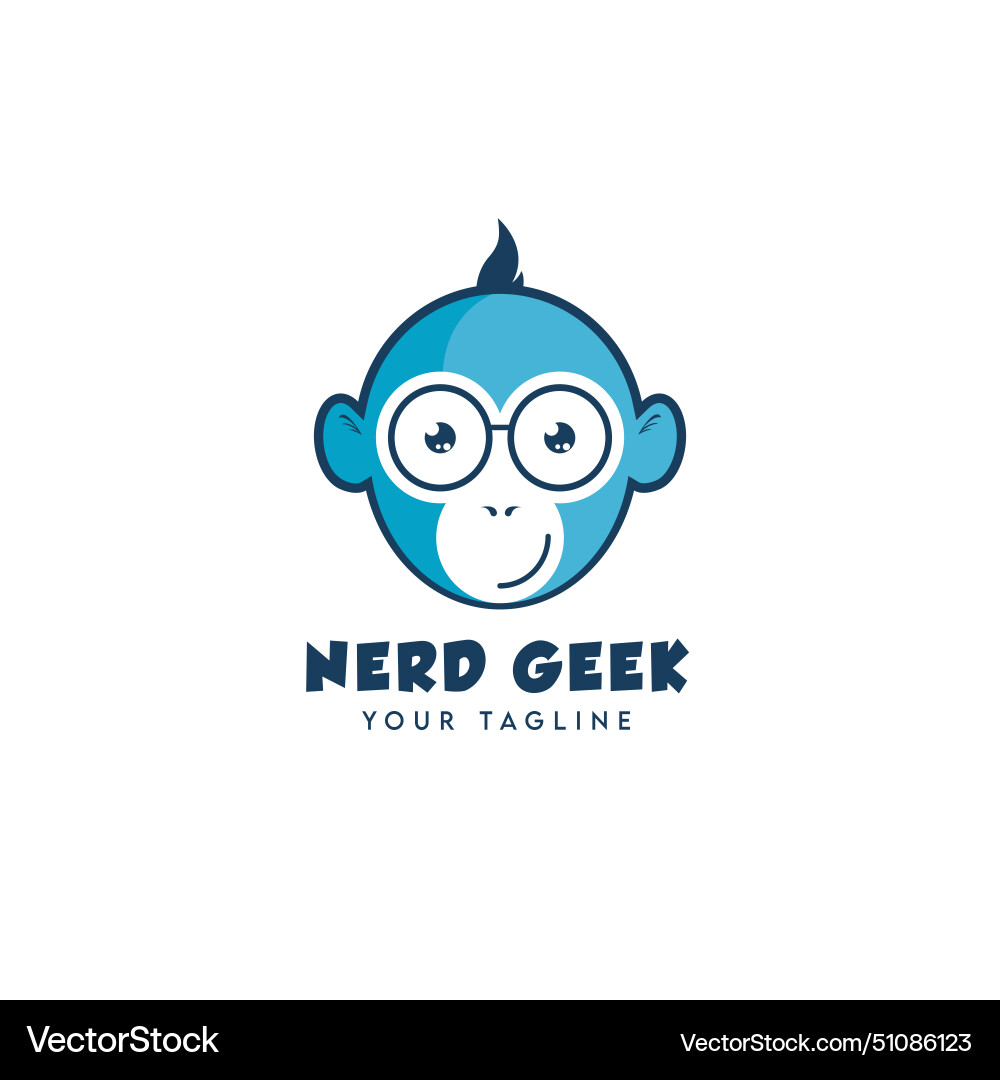 Nerd geek smiling smart monkey logo design symbol Nerd geek smiling smart monkey logo design symbol vector image