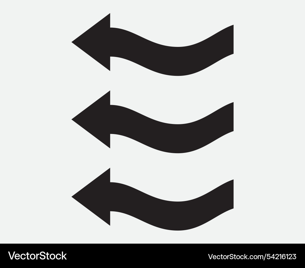 Three arrows left flow movement point wave path Three arrows left flow movement point wave path Vector Image