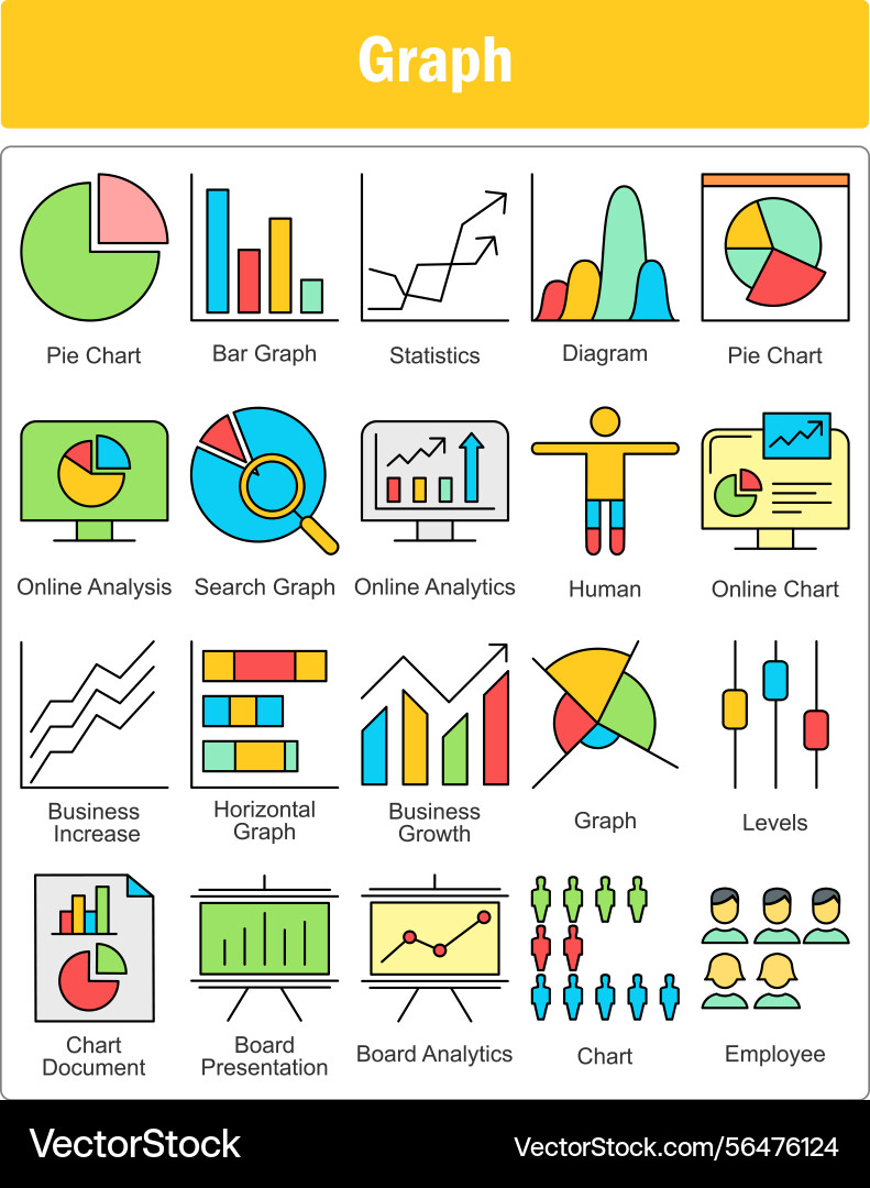 A set of 20 graph icons as pie chart bar vector image