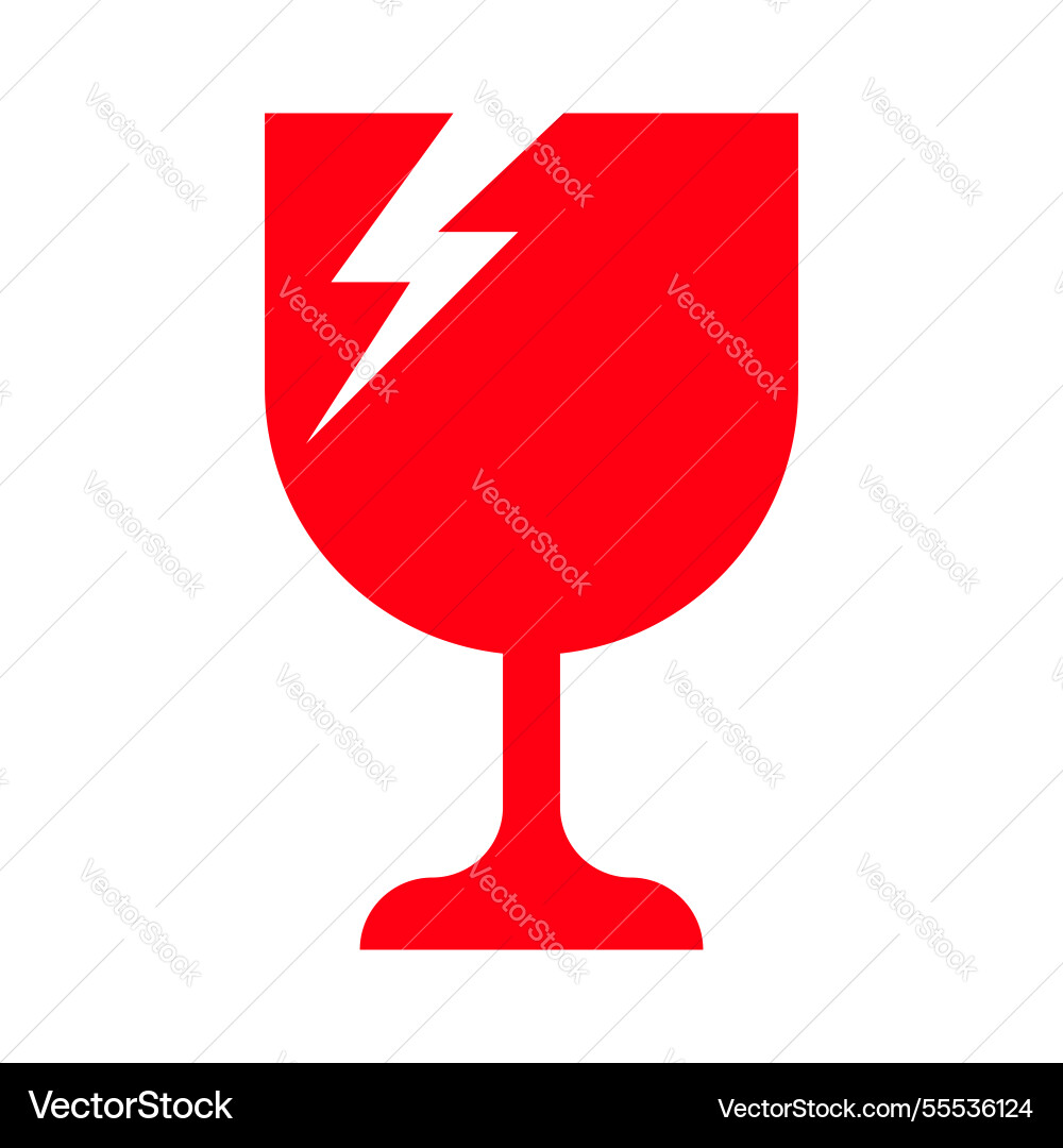 Broken glass red for fragile symbol Broken glass red for fragile symbol Vector Image