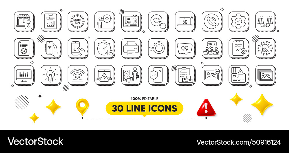 Card internet app and scroll down line icons pack Card internet app and scroll down line icons pack vector image