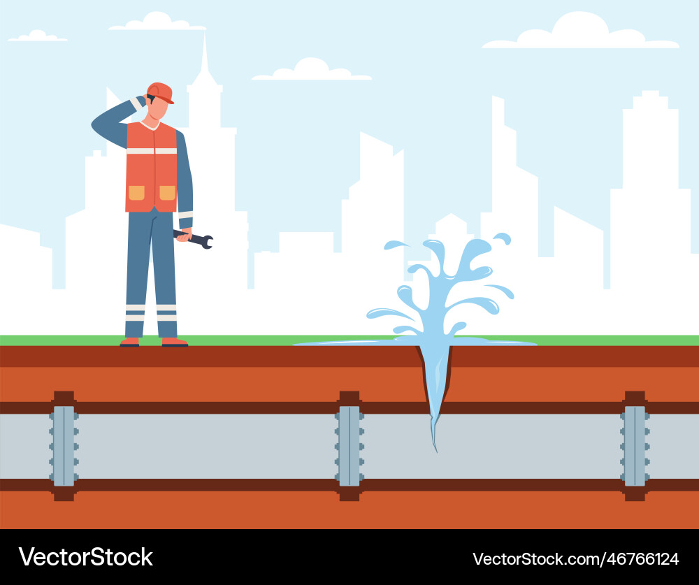 City water pipe bursts jet City water pipe bursts jet vector image
