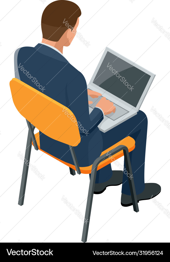 Isometric businessman isolated on write creating Isometric businessman isolated on write creating vector image