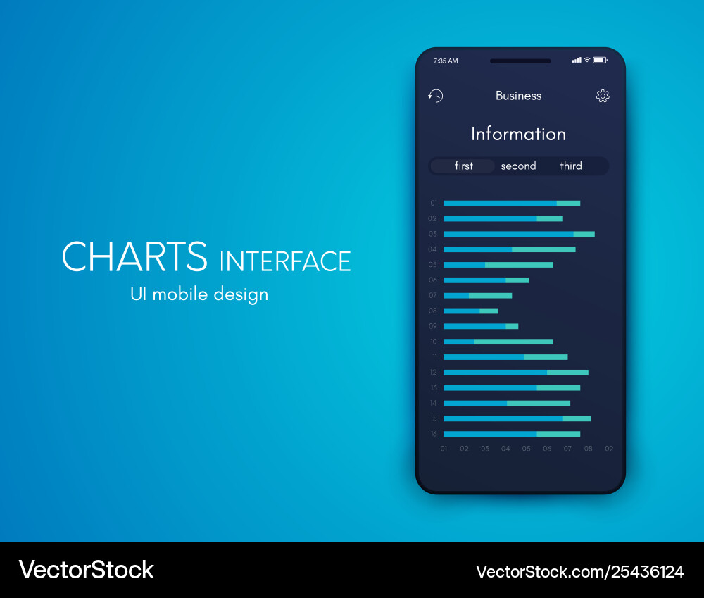 Mobile phone application for analytics stock Mobile phone application for analytics stock Vector Image