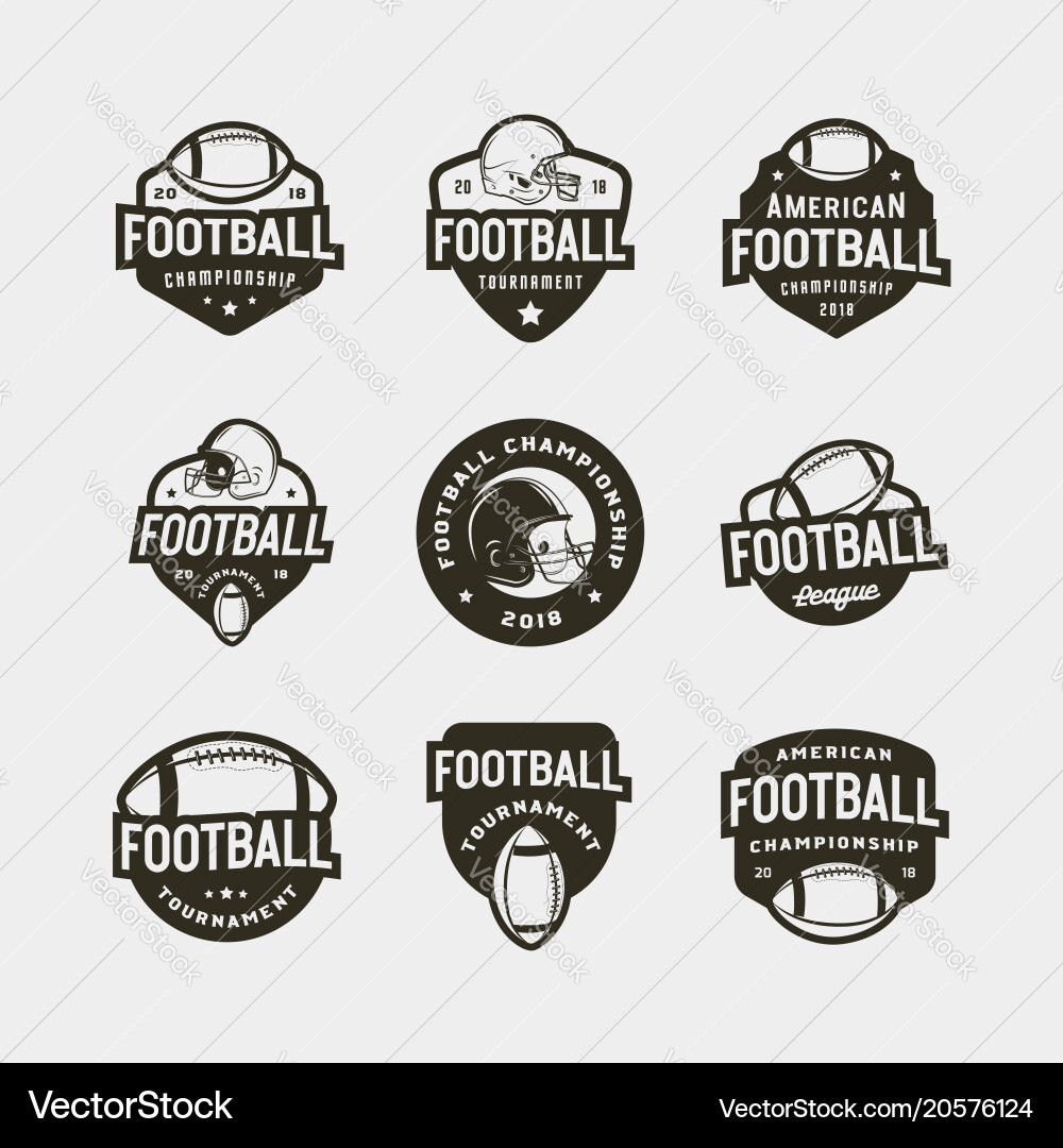 Set of american football logos sport emblems vector image