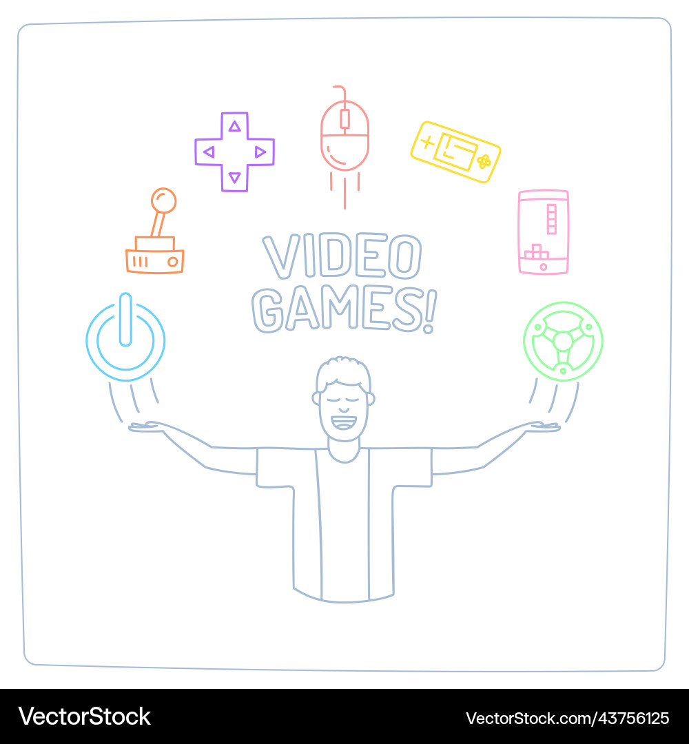 A geek man character with his hands up and video A geek man character with his hands up and video vector image