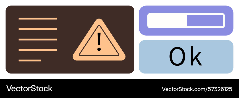 Alert message display with warning sign progress Alert message display with warning sign progress vector image