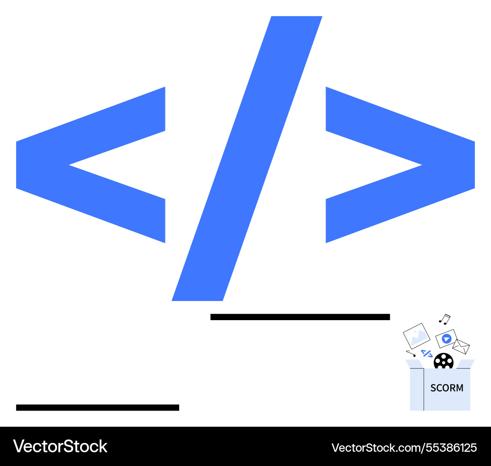 Blue html code tag brackets and scorm e-learning Blue html code tag brackets and scorm e-learning vector image