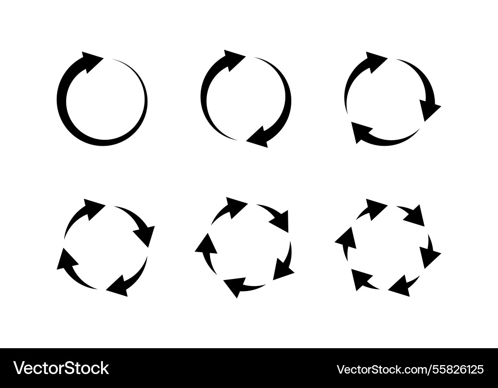 Circular arrow icons repeating in a cycle Circular arrow icons repeating in a cycle vector image