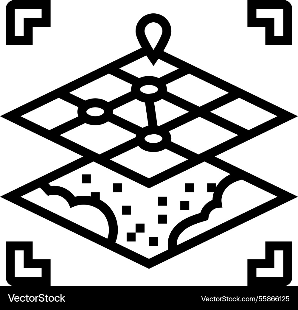 Digital map overlay augmented reality line icon Digital map overlay augmented reality line icon vector image