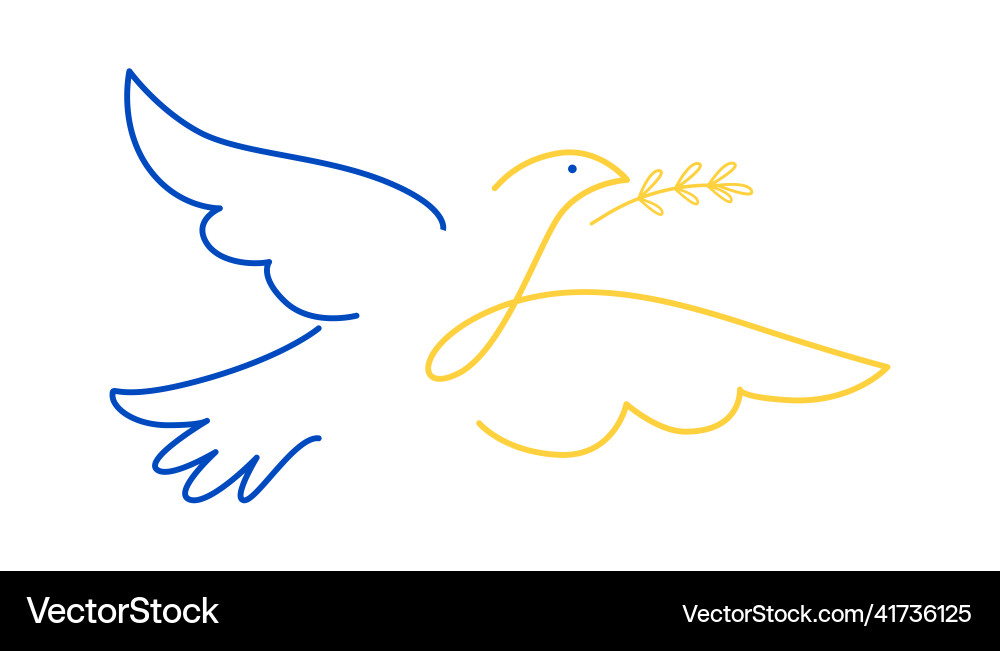Eine lineare Taube in den Farben der ukrainischen Flagge Eine lineare Taube in den Farben der ukrainischen Flagge vektorbild