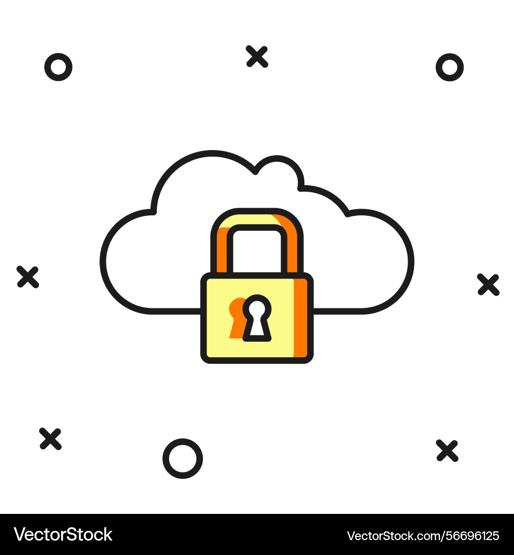Filled outline cloud computing lock icon isolated Vector Image
