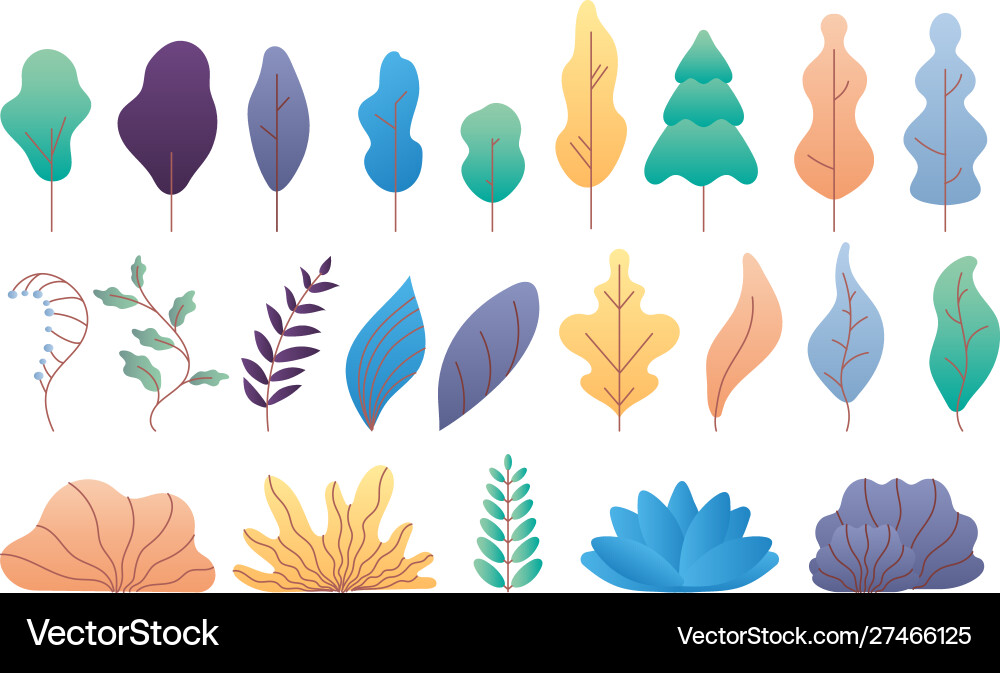 Flat minimal leaves simple deciduous vector image