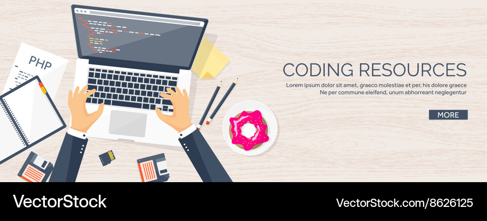 Programmingcoding flat computing background Vector Image