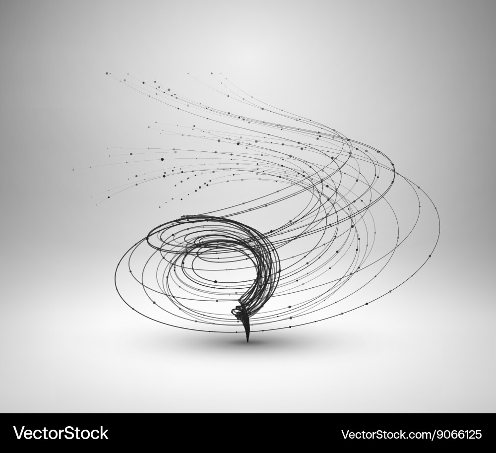 Tornado swirl with connected line and dots vector image