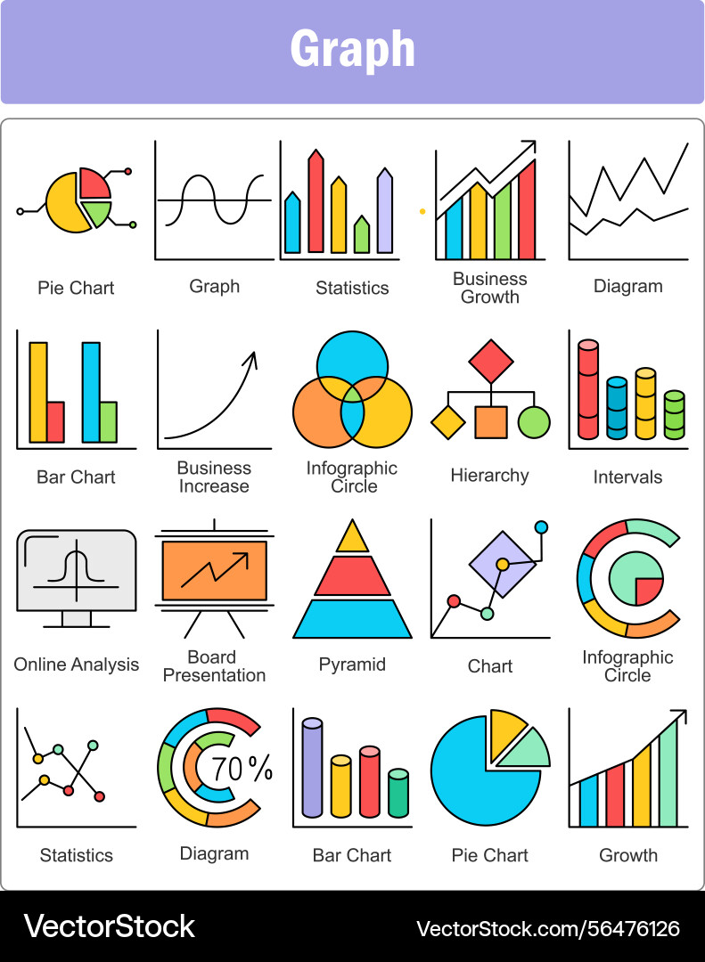 A set of 20 graph icons as pie chart vector image