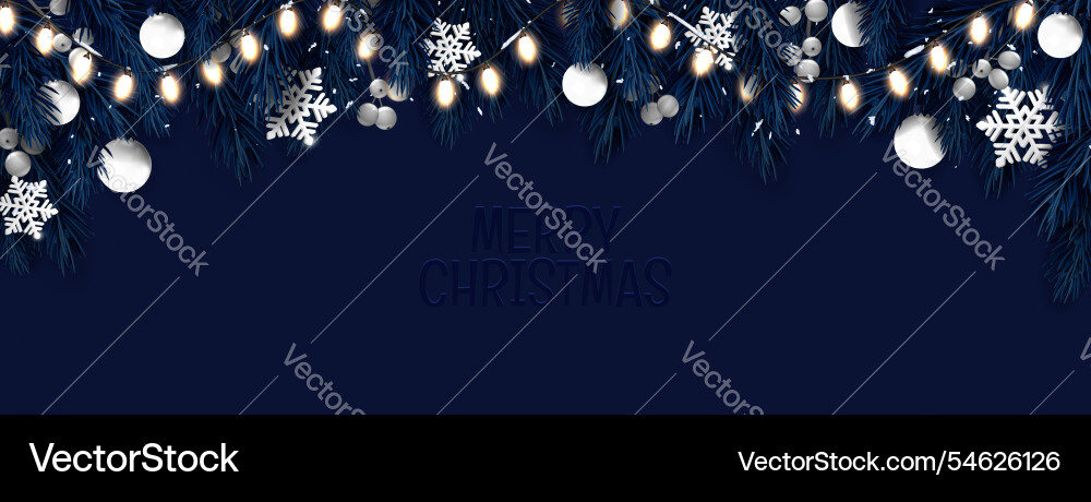 Christmas border with glowing string lights Christmas border with glowing string lights vector image